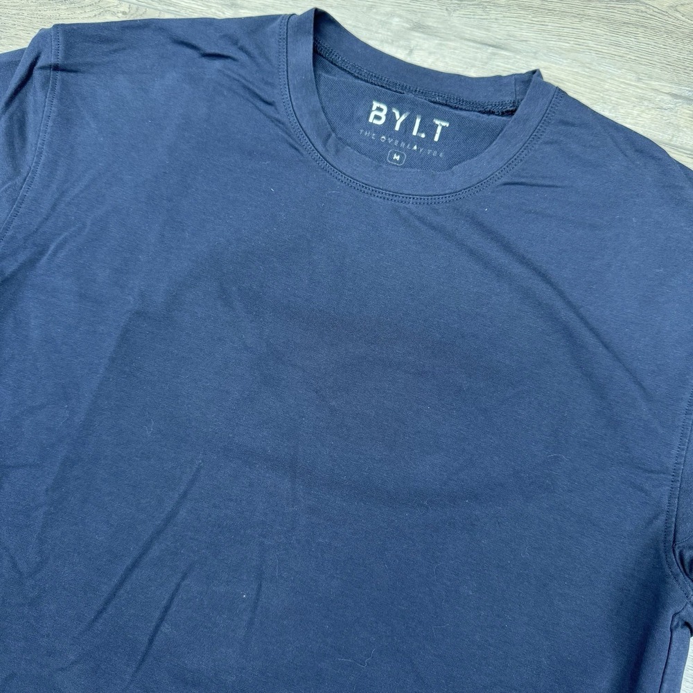 Bylt Basics Overlay Tee Navy Blue Men's Sz M‎ Casual Curve Hem Prep